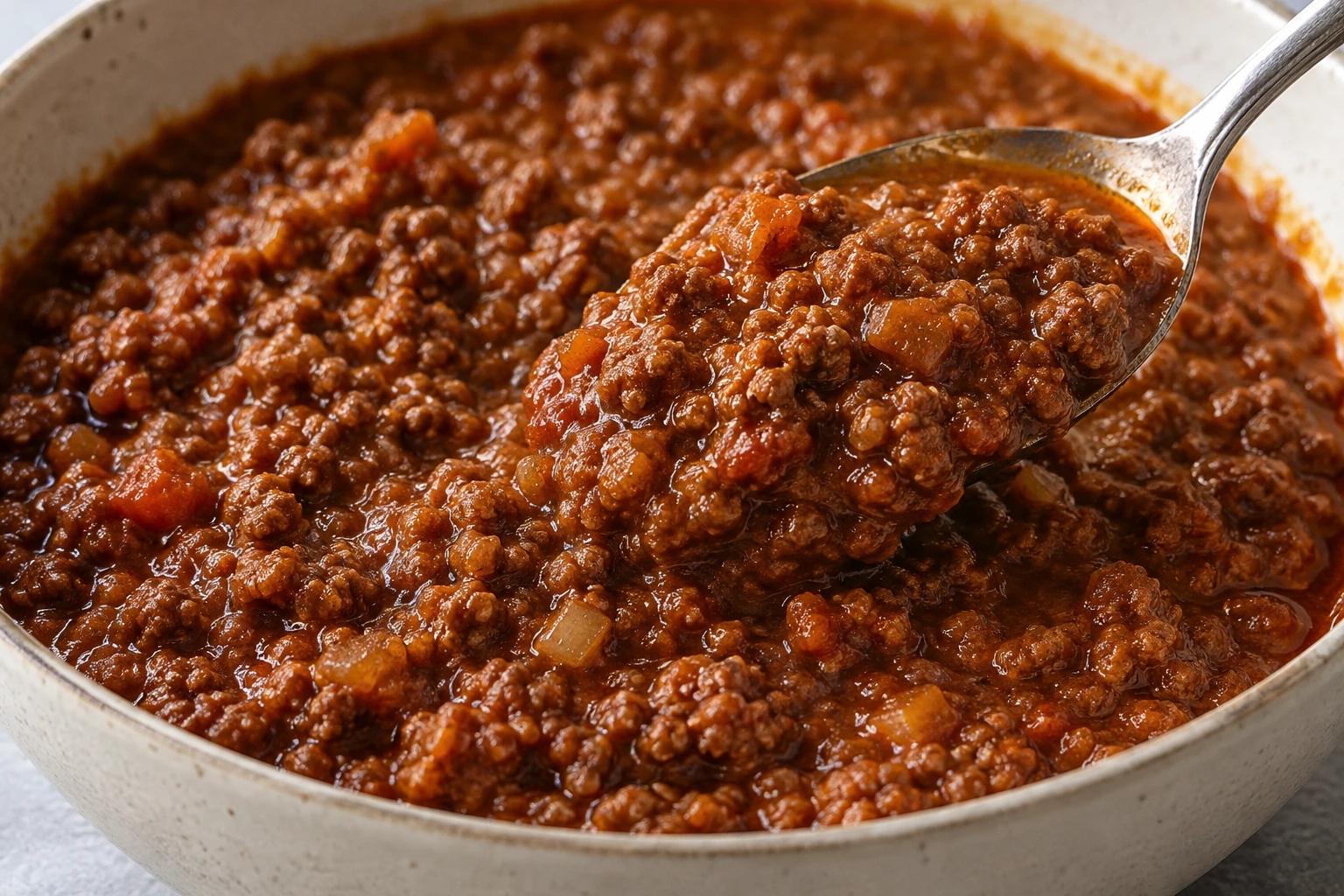 Tender beef and pork are bound by a glossy, spoon-coating Bolognese sauce.